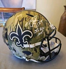 Drew Brees Signed/Scrpted Saints Camo Full Size Replica Speed Helmet Beckett