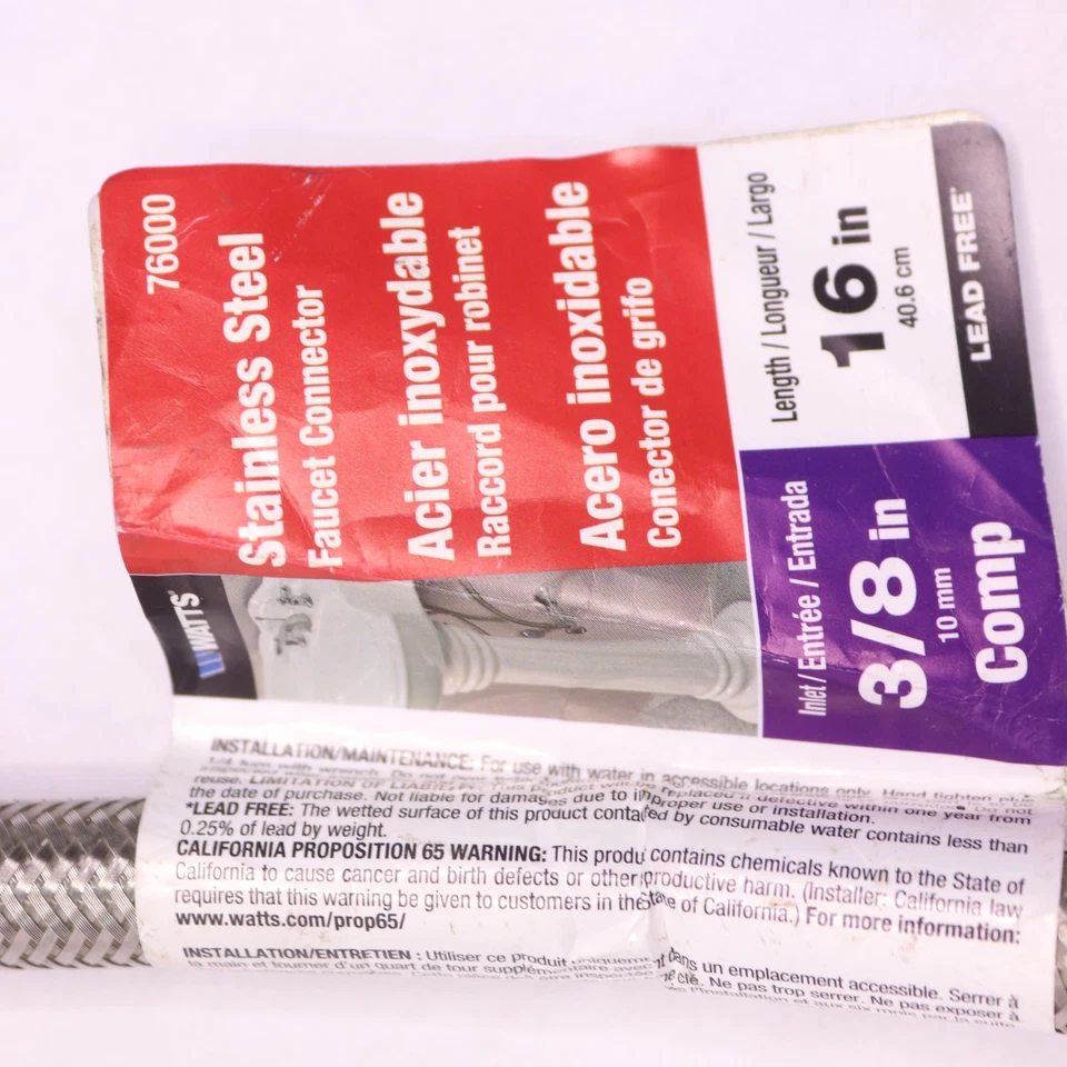 Ваттный плетеный соединитель крана из нержавеющей стали 3/8 «Comp 16» 76000 - Изображение 3 из 4