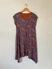 Gudrun Sjoden Dress Small Purple Midi Jersey Tunic Short Sleeve Asymmetrical