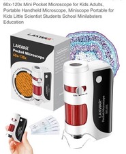 60x120 Mini Pocket Microscope , Suitable For Kids & Adults , Portable Handheld