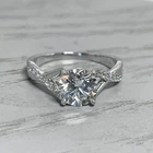 Luxury CVD IGI Lab Grown  Ring 1.75 Ct Round Cut Diamond 14k White Gold E F VVS2