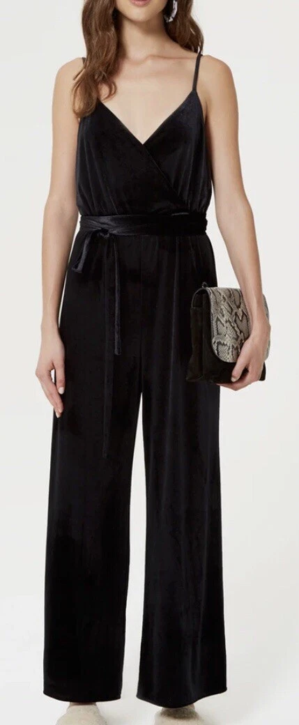 NIP Rebecca Minkoff Luna Stretch Velvet Jumpsuit in Black Size