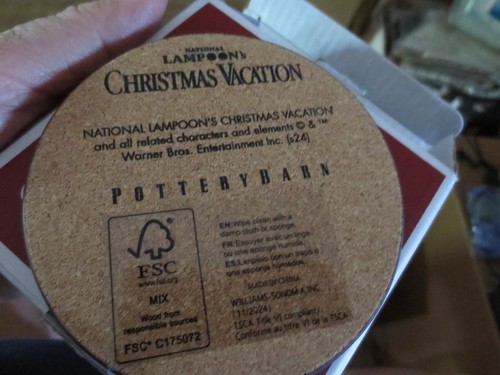 National Lampoons Christmas Vacation Cork Back Coaster Set Of 4 Pottery Barn NIP - Picture 6 of 9