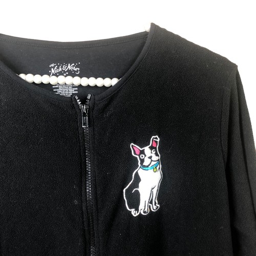 French Bulldog Footie Pajamas Medium Black One Piece Zip Up Footed Nick & Nora - Picture 4 of 6