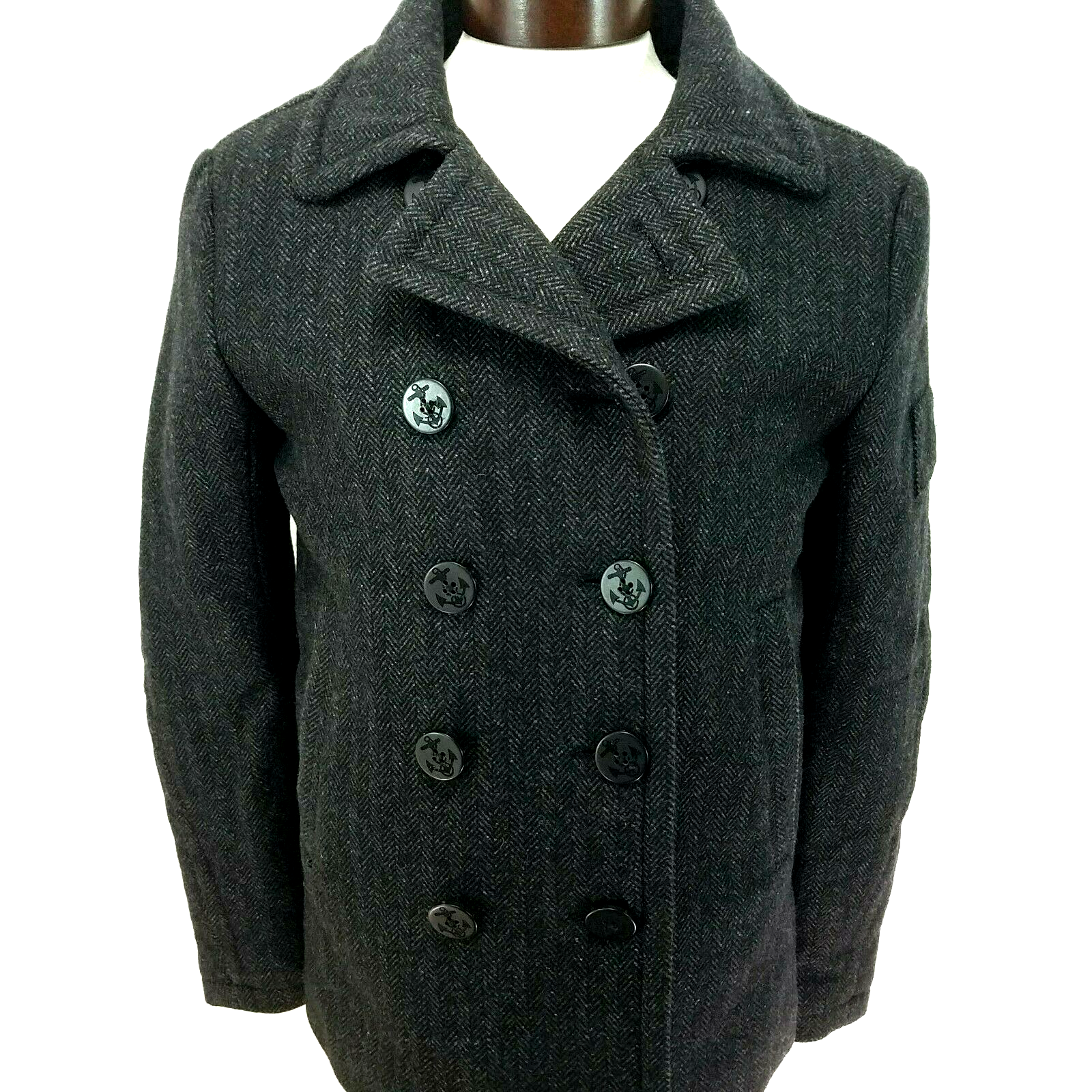 SUPERDRY Rookie Military Pea Coat Wool 