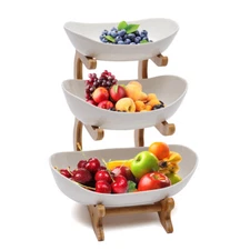 3 Layers Kitchen Fruit Tray White Storage Rack Vegetable Snack Candy Rack Holder