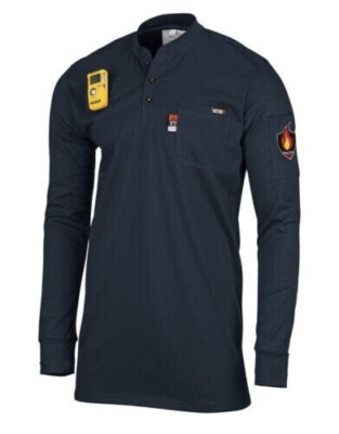 Proactive FR Flame Resistant Henley Shirt -NAVY BLUE SHIPS TODAY (M-4XL)