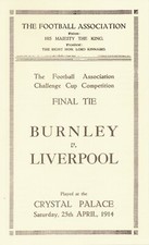 FA CUP FINAL REPLICA PROGRAMME 1914 Burnley v Liverpool