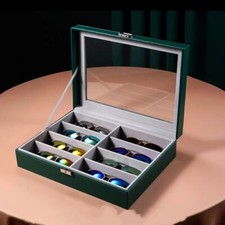 Leather Sunglasses Glasses Storage Case Display Shop Box 8 Grids UK Seller