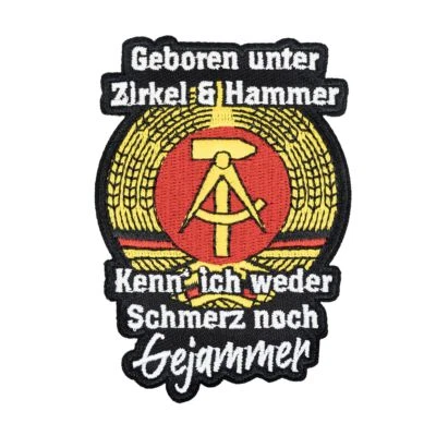 Aufnäher Aufbügler Patch DDR Geboren unter Zirkel Hammer ostdeutsch ossi osten