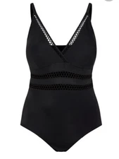 Ruby Ribbon St Tropez One-Piece Black Swimsuit Size 12 New #1913 Shape Support