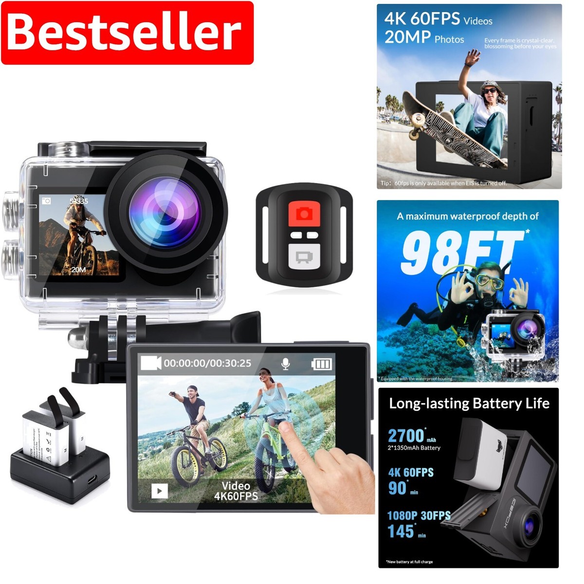 4k 60fps Best 4k Action Camera Under 10000 Portable 4K 60FPS