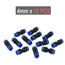 12pcs OD Tube Pneumatic Straight Union Push To Connect Air Fittings 