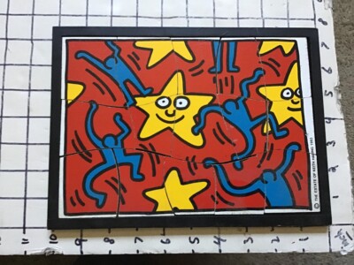 Vintage frame tray puzzle -- 1993 KEITH HARING -- Dancing People & Stars - Vilac