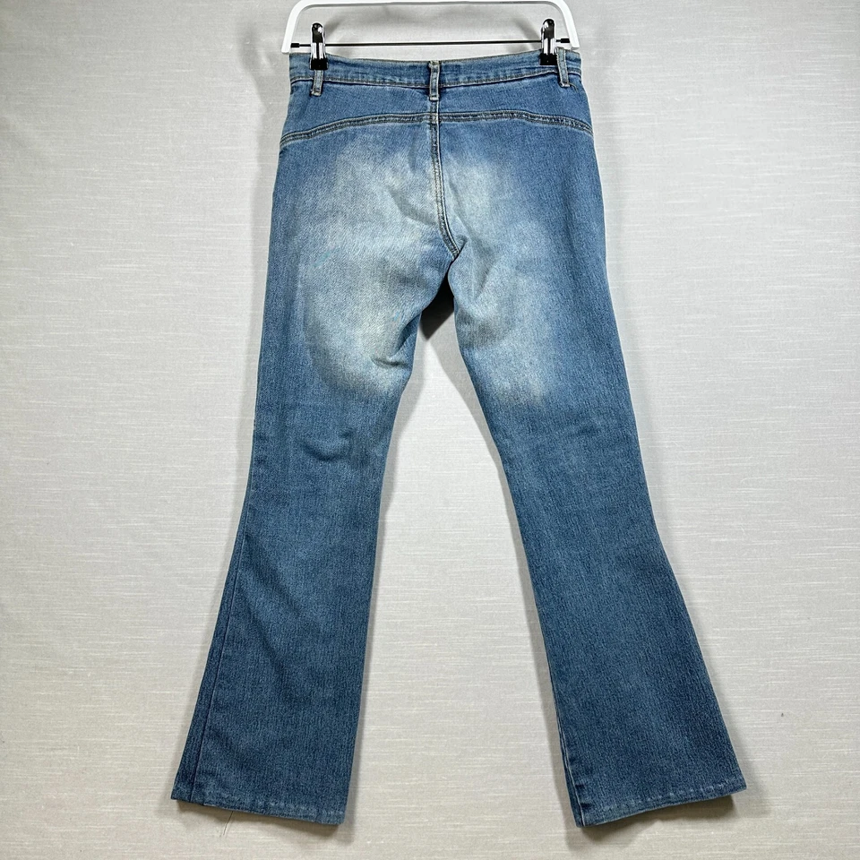 Pantalones de mezclilla vintage Younique para mujer 3 azules Y2K con cordones tiro bajo lavados a la piedra Foto 2 de 4