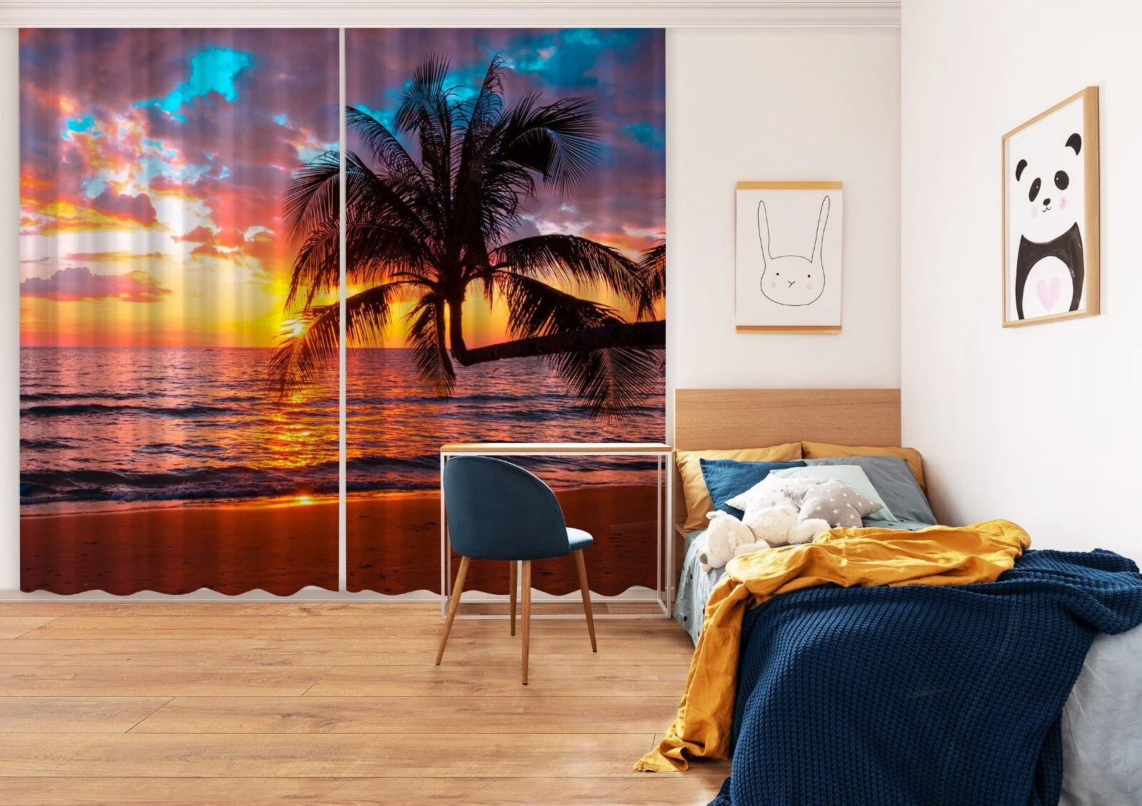3D Sunset Ocean ZHUB3813 Photo Curtain Window Blockout Fabric Amy 2024