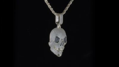 MOISSANITE Skull Iced Fully 3D Hip Hop Pendant Necklace 14k Gold