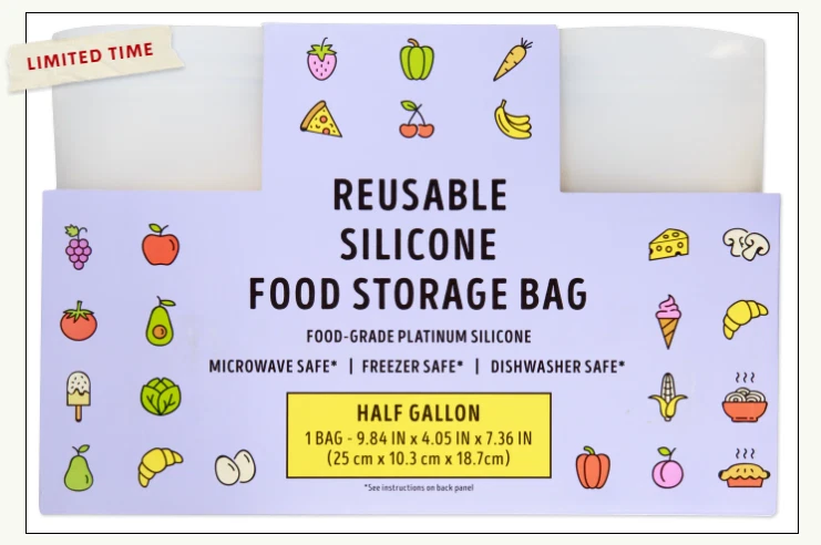 Trader Joe's Reusable Silcone Food Storage Bag Half GallonLimited Edition NEW
Opens in a new window