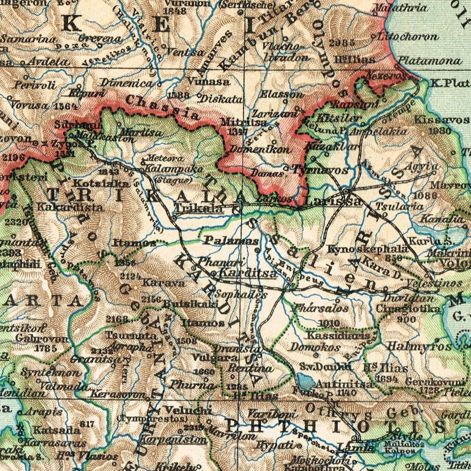 GREECE Original Antigue Map 1907  Ελληνική Δημοκρατία - Image 3 of 4