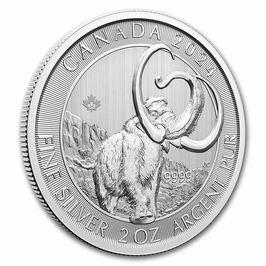 2024 RCM 2 oz Silver Ice Age of Canada Woolly Mammoth BU image 3