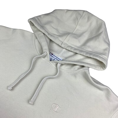 Champion Men's Fleece Lined Pullover Hoodie Sweatshirt Beige Ombre • Medium 