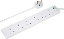 PRO ELEC 5m, 6 Gang Extension Lead with Surge Protection White PELB1703 UK