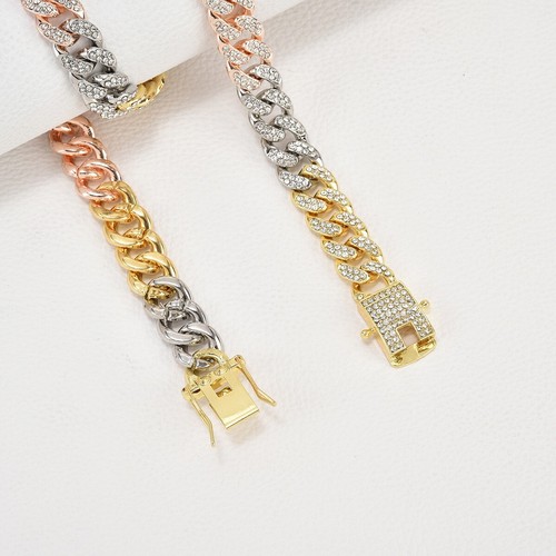 Cuban Link Chain for Men Women Miami Cuban Necklace Bling Diamond Chain Hip Hop - Picture 3 of 5