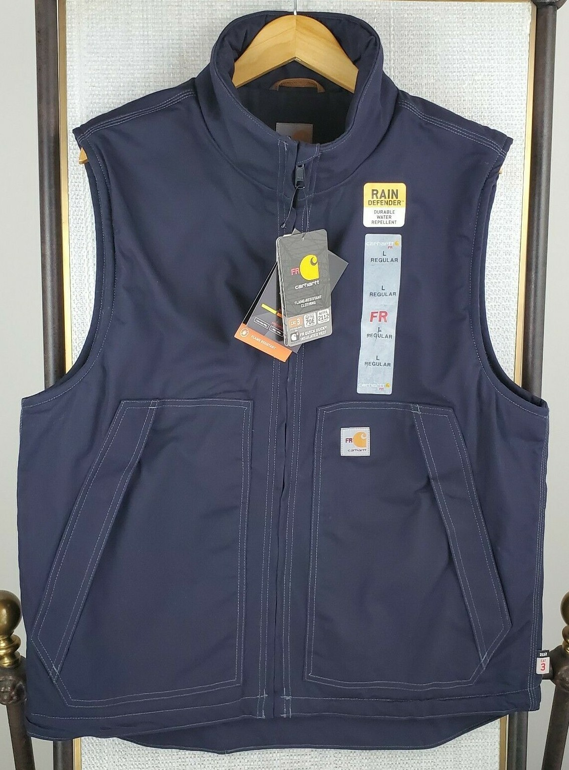 Carhartt Men's Flame-Resistant Quick Duck Vest (XL Tall Dark Navy)