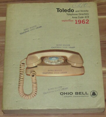 1962 Toledo Ohio Vicinity Telephone Directory Book Area Code 419 Maumee Ebay