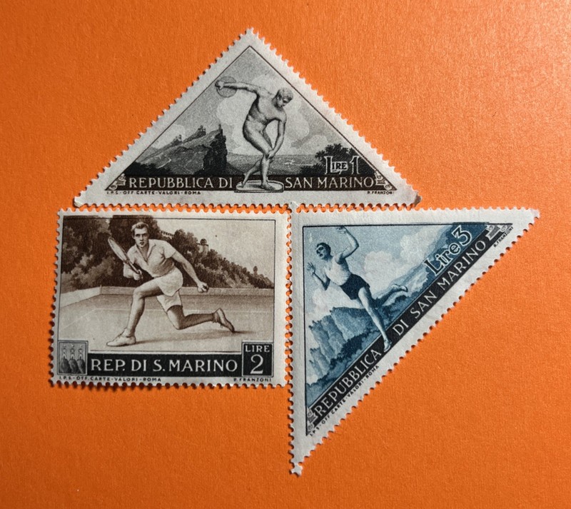 1952-53 San Marino Stamps Scott #327-329 Athletic Mint