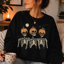 Skeleton Pumpkin Halloween Hoodie Spooky Fall