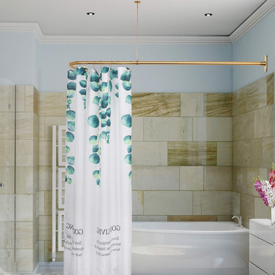L Shaped Shower Curtain Rod, Bathroom Bathtub Corner Shower Curtain Rod with Cei