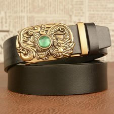 Men Leather Belts Waistbands Chinese Dragon Rhinestone Retro Casual Fashion Chic