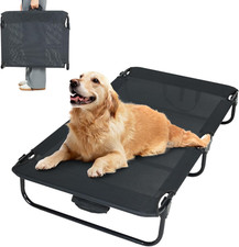 Elevated Dog Bed for Large Pet with No-Slip Feet, Foldable Portable Washable Rai
