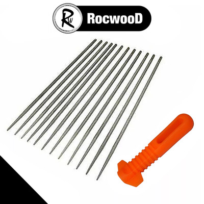 Kettensäge Sägekettenfeilen 4 mm 5/32'' 12 Stück und Griff