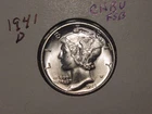 1941-D MERCURY DIME CHOICE BU FULL SB ORIGINAL WHITE POPULAR DATE PQ SHIPS FREE