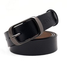 Women's Belt Genuine Leather Belt with Single Prong Alloy Buckle Red Black Br...