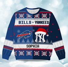 2025 Christmas Bills Reindeer Football Ugly Sweater