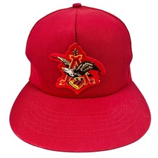 Vintage Anheuser-Busch Patch Trucker Hat Mens OSFA Red Eagle USA Made
