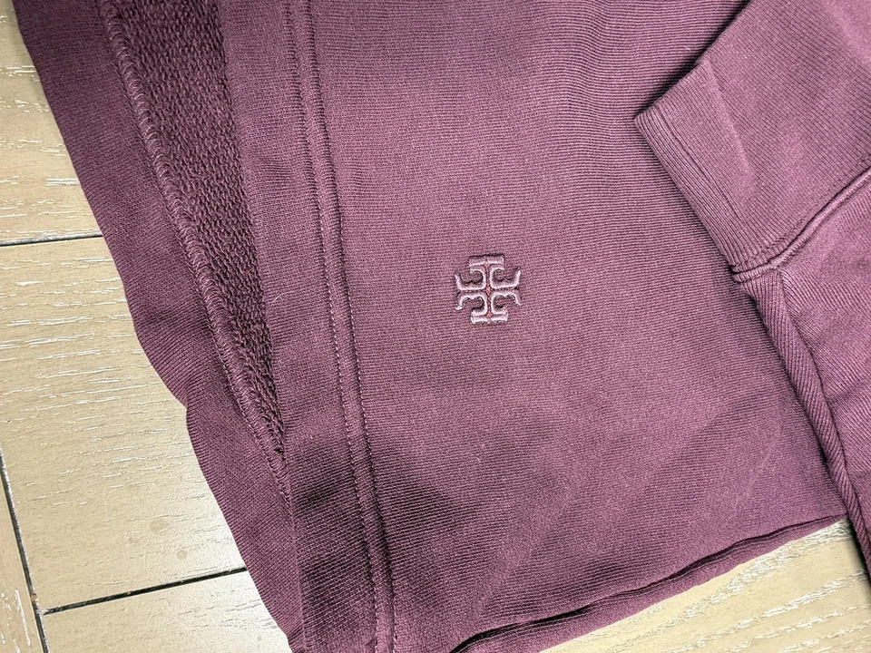 Tory Sport Sudadera con Capucha Mujer Pequeña Borgoña Blanca Chevron Pullover Sudadera Logo Foto 2 de 4