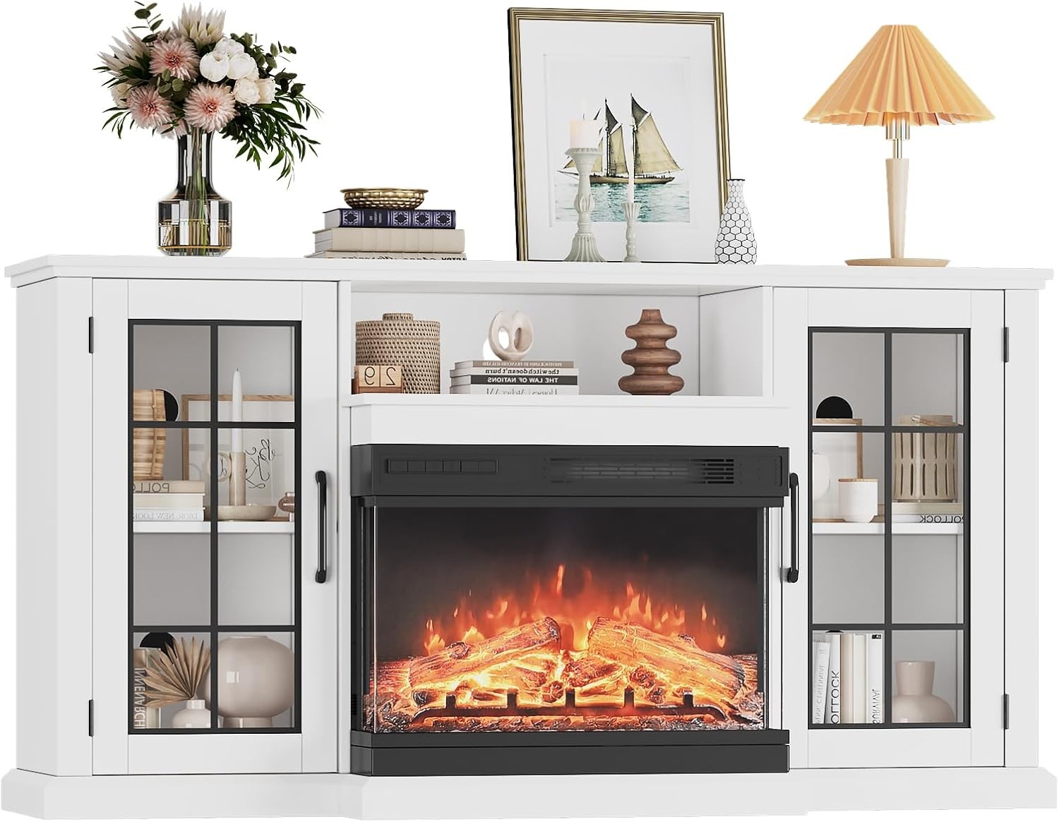 With Electric Fireplace And Mantel For Tvs Up To 65 Inch