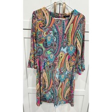 Tommy Hilfiger Womens Paisley Bell Sleeve Sheath Dress Multi Color Size 6
