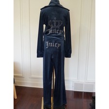 Juicy Couture Velour Tracksuit Navy Bling Crown Y2K NWT Sz M/L