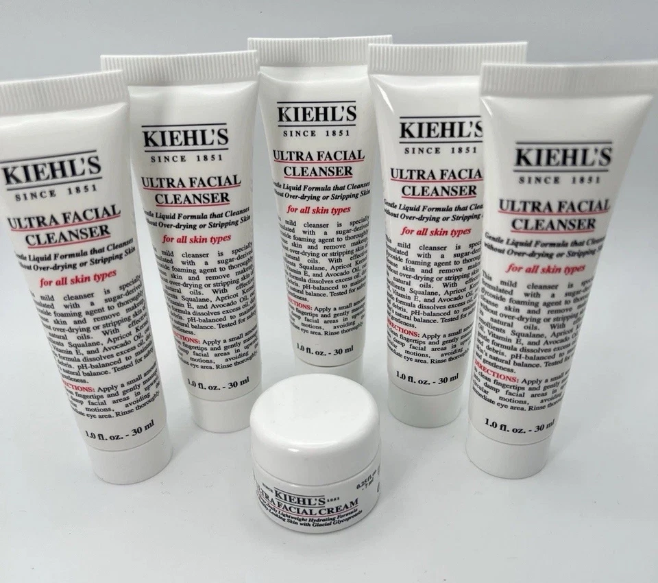 KIEHL’S Ultra Limpiador Facial 1oz x5 + Ultra Crema Facial .25oz Paquete Set Foto 2 de 2