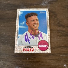 2017 Topps Heritage HERNAN PEREZ Signed Card autograph BREWERS