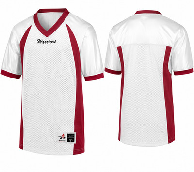 Alleson Athletic Youth Warriors Mesh Baseballtrikot V-Ausschnitt, Weiß/Rot, XL