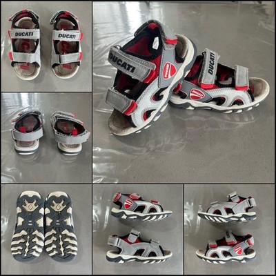 DUCATI KINDER SANDALEN GRÖSSE EUR 25 - UK 7,5 - US 8 FARBE GRAU-ROT-SCHWARZ