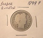 1899 P Barber Quarter - U.S. 25 cents silver coin in circulated condition