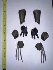 1/6 Scale Brown And Black Wolverine Lower Arm Guards, Claws And Hands Set
