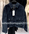 ZARA NEW WOMAN 100% LEATHER BOMBER JACKET NAVY BLUE XS-XL 3046/433/401